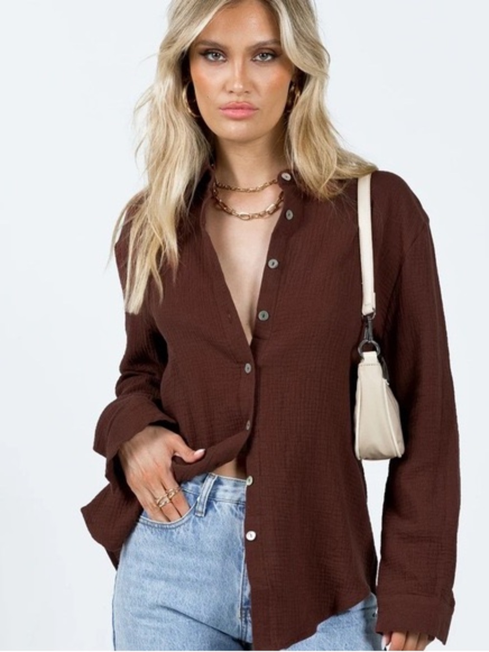 Princess Polly Mahalia Shirt in Brown